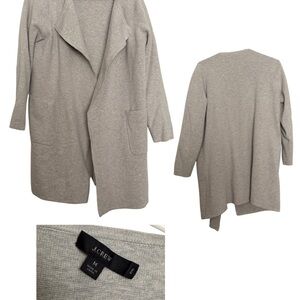 J. Crew Light Heather Gray Open-Front Knit Cardigan